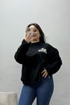 Kadın Süprem Yazılı Baskılı Sweatshirt Siyah