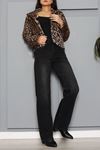 Kadın Astarlı Fox Leopar Desenli Ceket Leopar