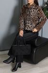 Kadın Astarlı Fox Leopar Desenli Ceket Leopar