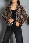 Kadın Astarlı Fox Leopar Desenli Ceket Leopar