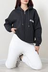 Kadın 3 İplik Şardonlu Oversize Fermuarlı Sweat Antrasit Model TV-103583