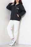Kadın 3 İplik Şardonlu Oversize Fermuarlı Sweat Antrasit Model TV-103583