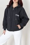 Kadın 3 İplik Şardonlu Oversize Fermuarlı Sweat Antrasit Model TV-103583