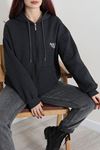 Kadın 3 İplik Şardonlu Oversize Fermuarlı Sweat Antrasit Model TV-103578