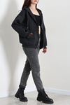 Kadın 3 İplik Şardonlu Oversize Fermuarlı Sweat Antrasit Model TV-103578
