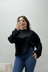 Kadın Penye Kimono Kol Sweat Siyah