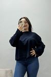 Kadın Penye Kimono Kol Sweat Lacivert