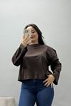 Kadın Penye Kimono Kol Sweat Kahve