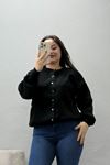 Kadın Düğme Detay Hırka Siyah