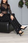 Taş İşlemeli Straight Kot Pantolon Siyah Model TV-103679