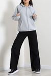 Kadın 3 İplik Şardonlu Oversize Fermuarlı Sweat Gri Model TV-103576
