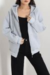 Kadın 3 İplik Şardonlu Oversize Fermuarlı Sweat Gri Model TV-103576