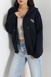 Kadın 3 İplik Şardonlu Oversize Fermuarlı Sweat Lacivert Model TV-103580